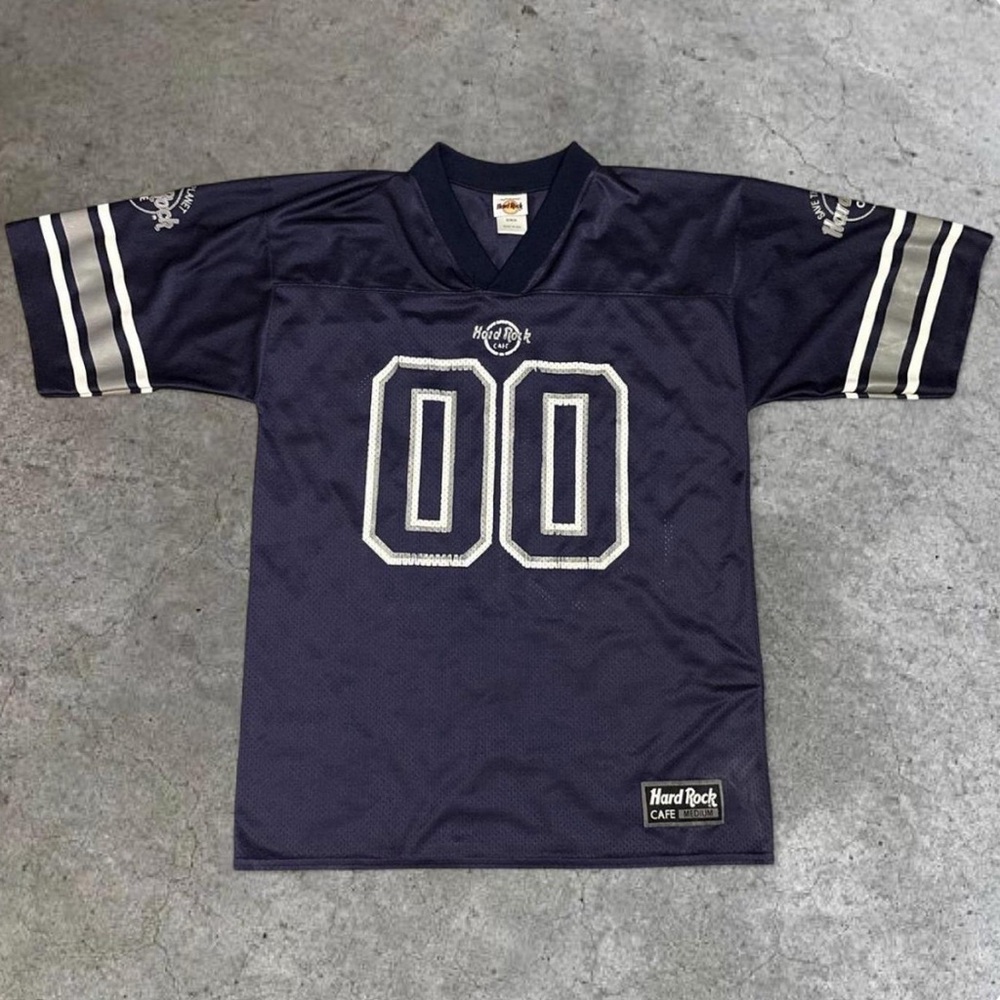 Hard Rock Cafe navy and white logo athletic top